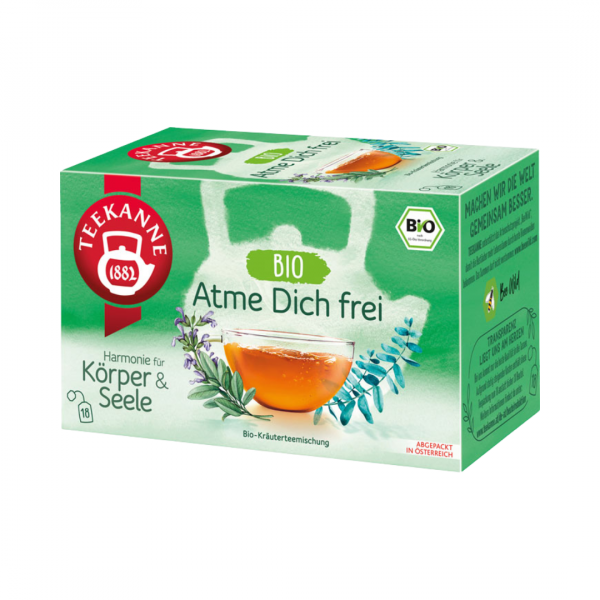 Teekanne Harmonie Bio Atme Dich frei, Kraeuterteemischung, Teebeutel im Kuvert, 36g